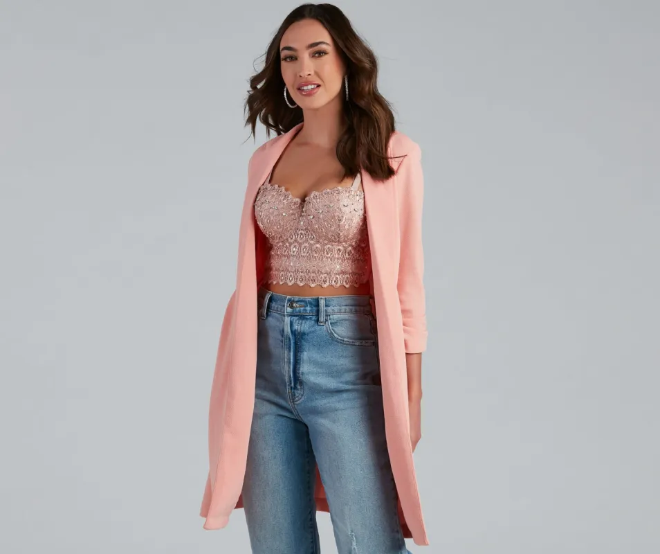 Pretty And Polished Long Line Blazer sold by Windsor