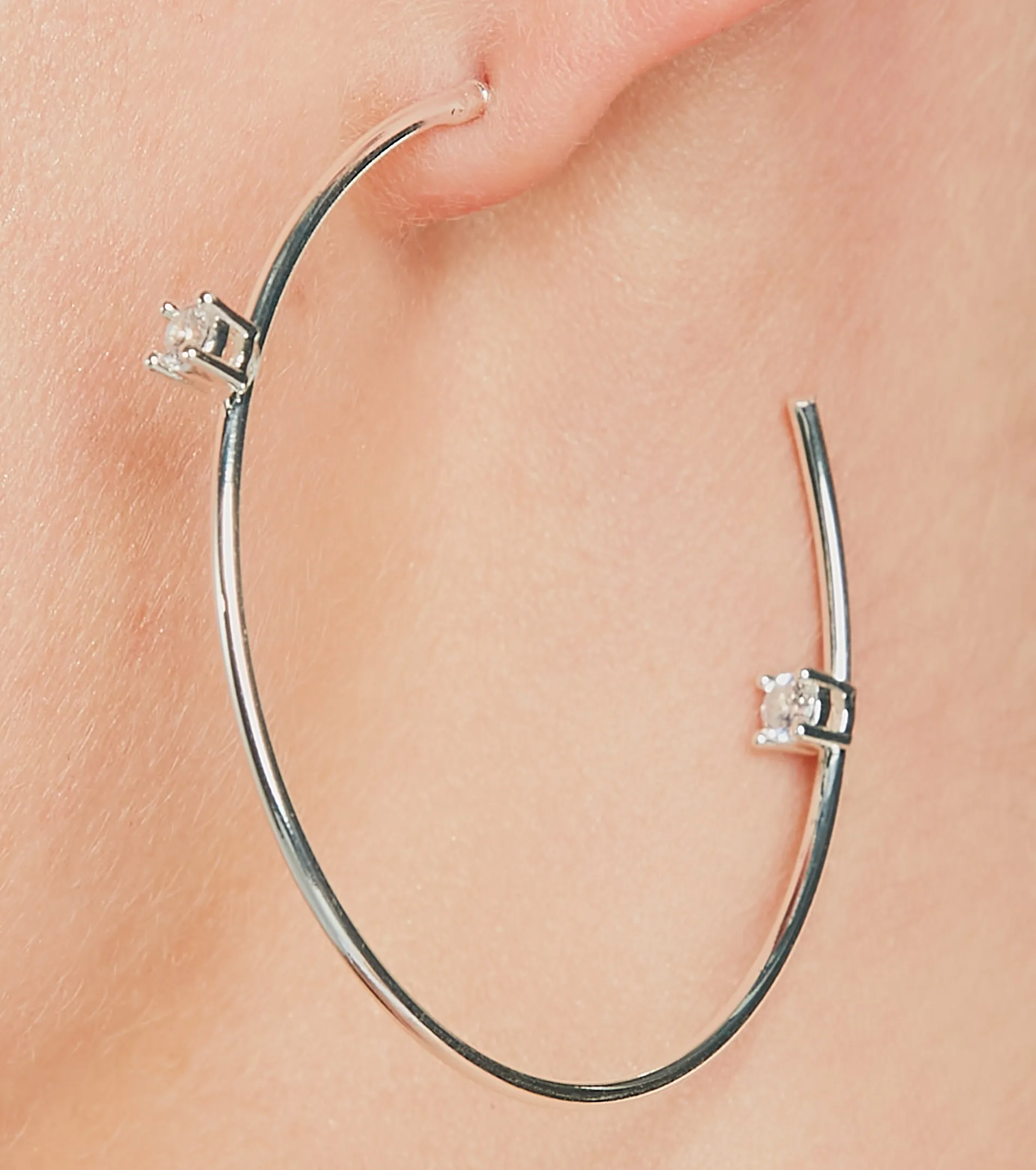 Luxe Allure Sterling Silver Plated Cubic Zirconia Hoop Earrings sold by Windsor product image thumbnail 2