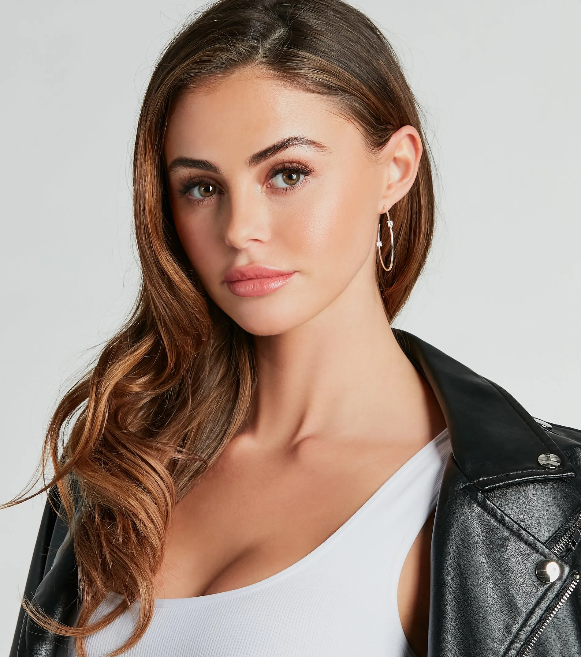 Luxe Allure Sterling Silver Plated Cubic Zirconia Hoop Earrings sold by Windsor