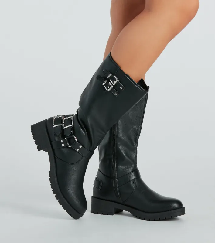 Stepped Out In Style Buckle Detail Lug Boots sold by Windsor