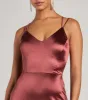 Simply A Stunner Lace-Up Bodycon Satin Mini Dress sold by Windsor