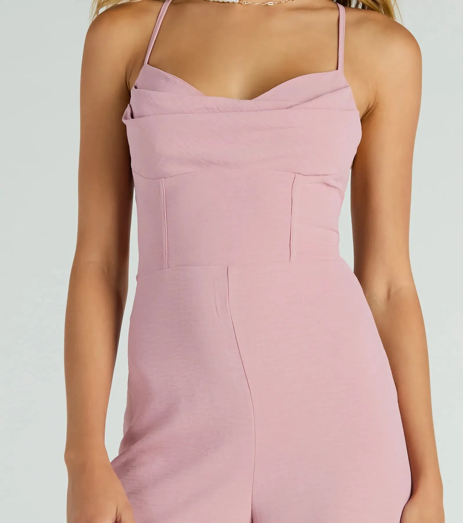 Effortless Allure Lace-Up Woven Wide-Leg Jumpsuit sold by Windsor product image thumbnail 3