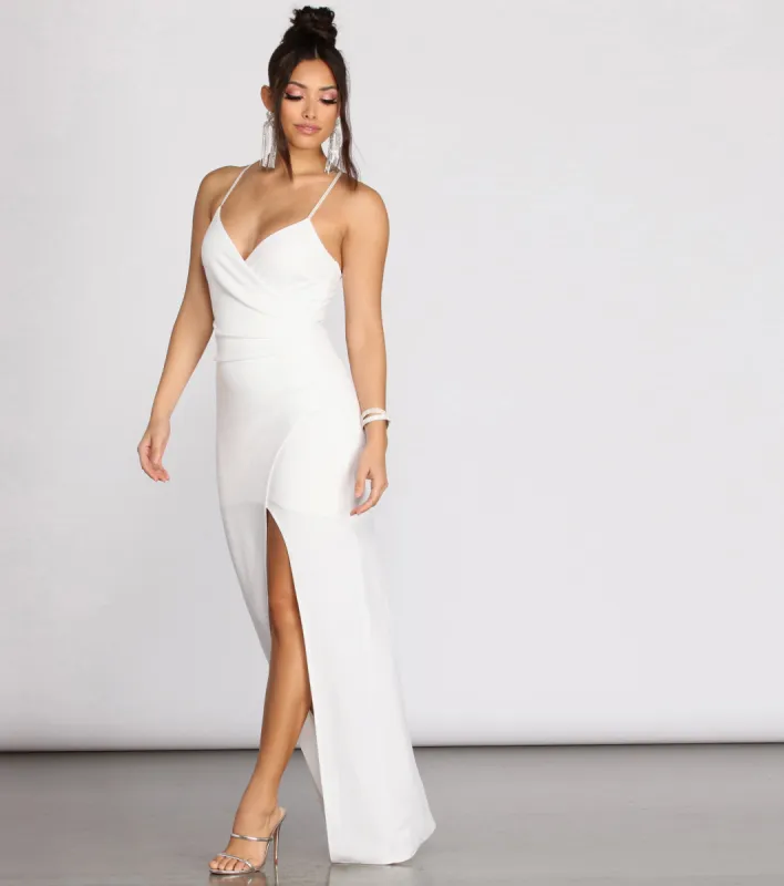 CLEARANCE - Sasha Formal High Slit Wrap Dress sold by Windsor