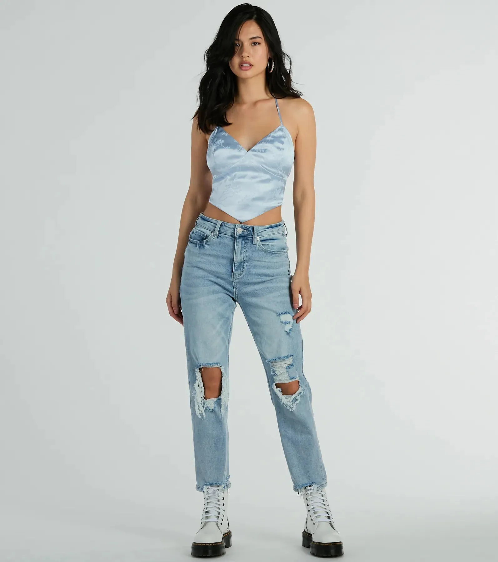 Romantic Effect Halter Tie Back Floral Satin Top sold by Windsor product image thumbnail 3