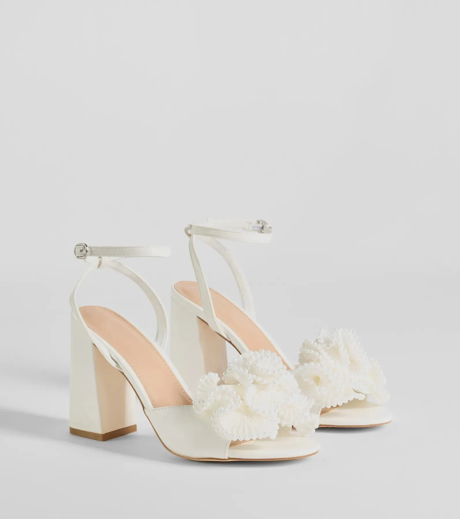 Darling Touch Beaded Ruffle Block Heels sold by Windsor