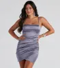 CLEARANCE - Wrapped In Stylish Satin Mini Dress sold by Windsor