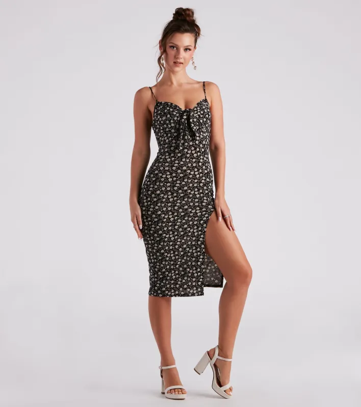 Stylish Charm Tie-Front Midi Dress sold by Windsor