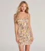 Talk Of The Party Lace-Up Floral Sequin Mini Dress sold by Windsor