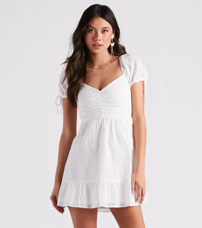 Weekend Brunch Eyelet Skater Dress sold by Windsor