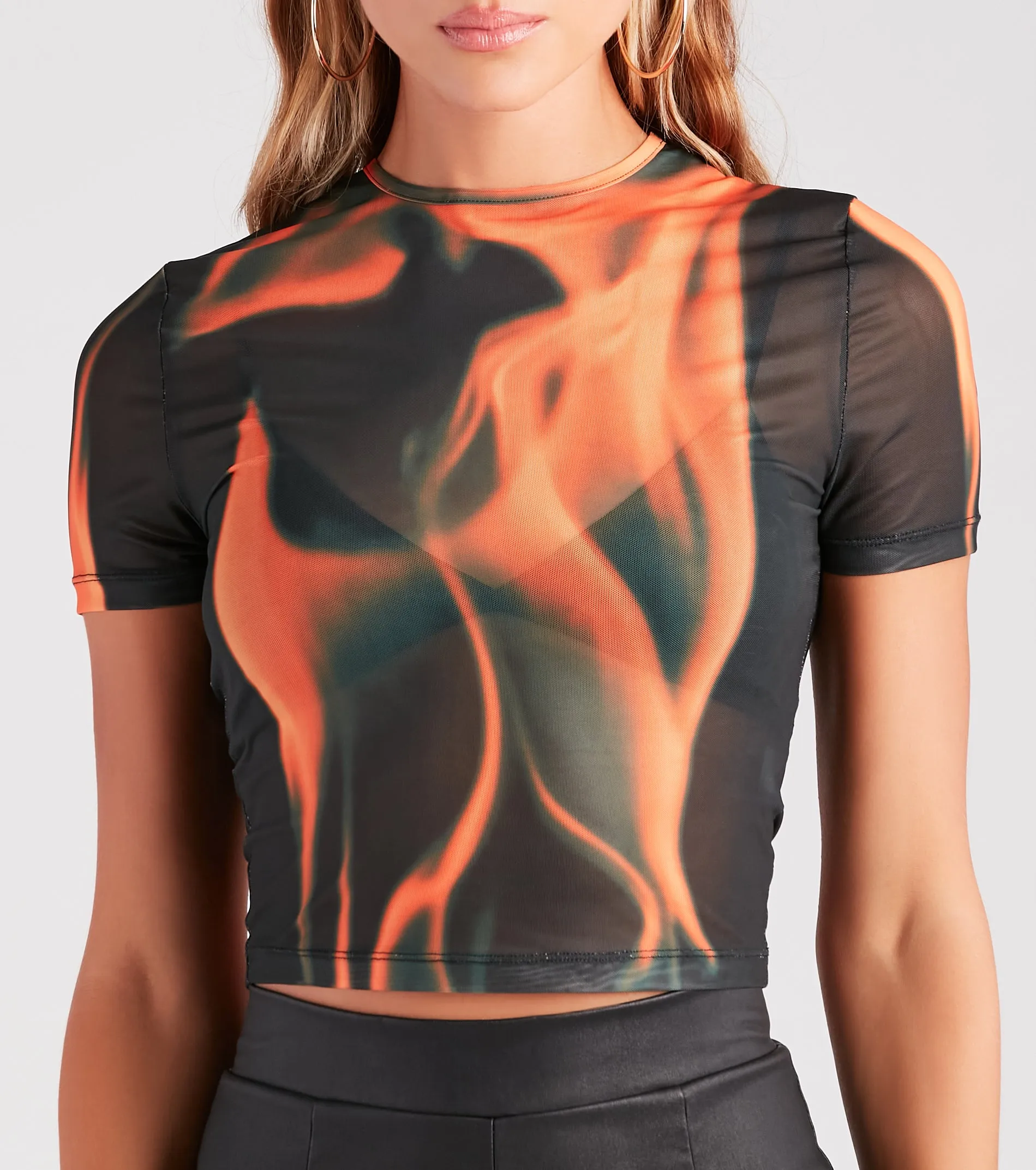 Bring The Heat Flame Print Crop Top sold by Windsor product image thumbnail 4