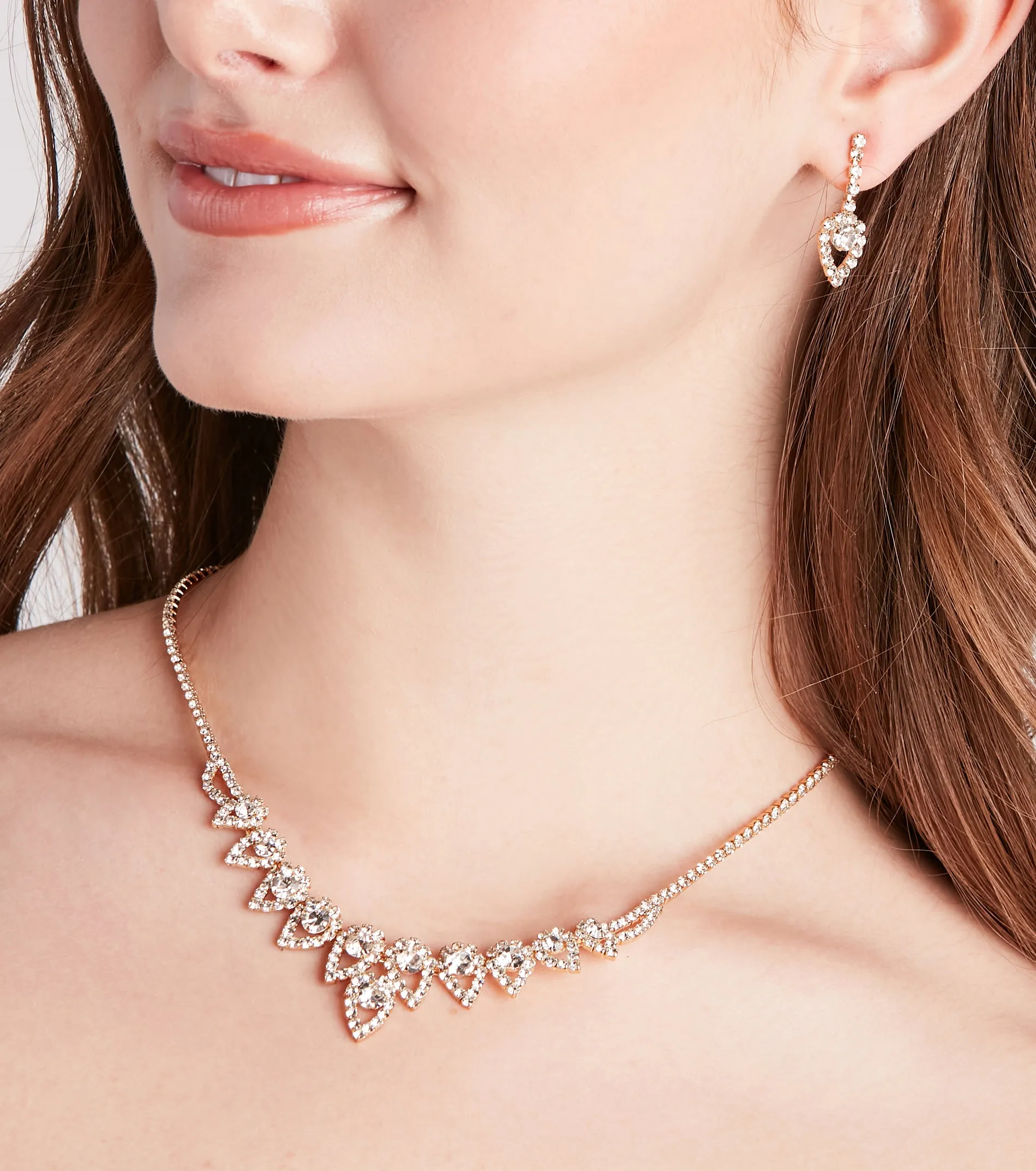 Sparkle Up The Night Rhinestone Necklace And Earrings Set sold by Windsor product image thumbnail 2