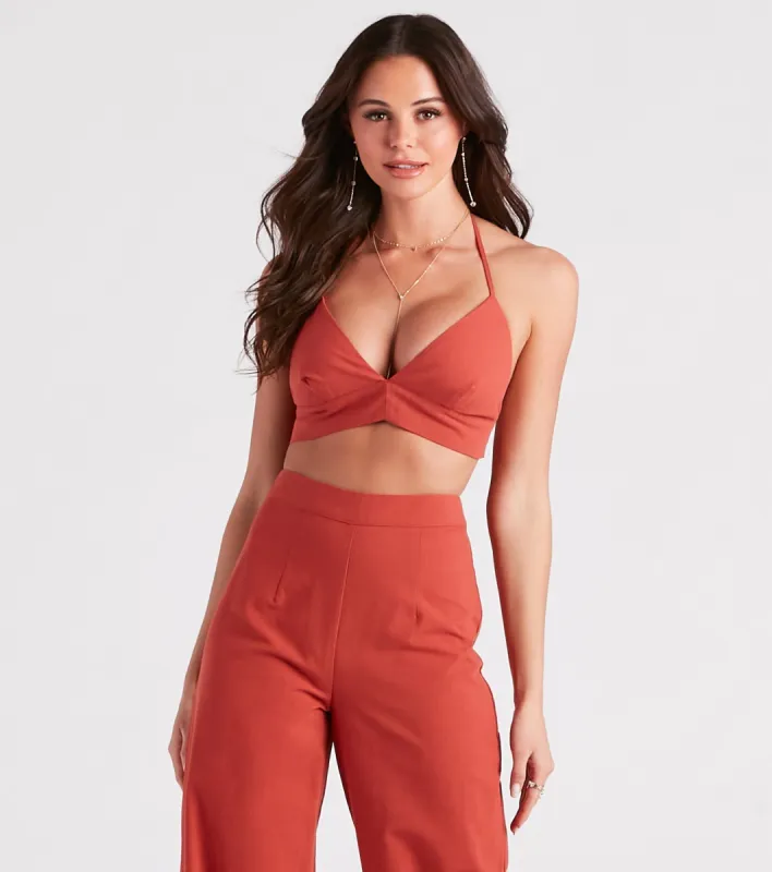 Meet In The Hamptons Linen Crop Top sold by Windsor