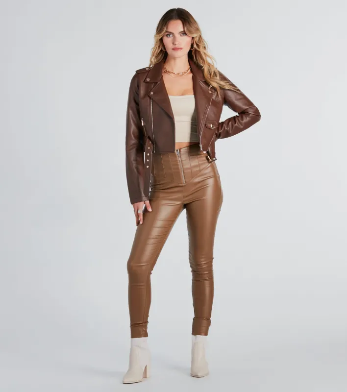 CLEARANCE - Edgy Babe Coated Faux Leather Skinny Pants sold by Windsor