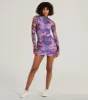 Stun And Only Mock Neck Floral Mesh Mini Dress sold by Windsor