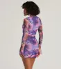 Stun And Only Mock Neck Floral Mesh Mini Dress sold by Windsor
