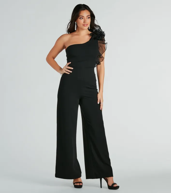 Editorial Babe One-Shoulder Ruffle Jumpsuit sold by Windsor