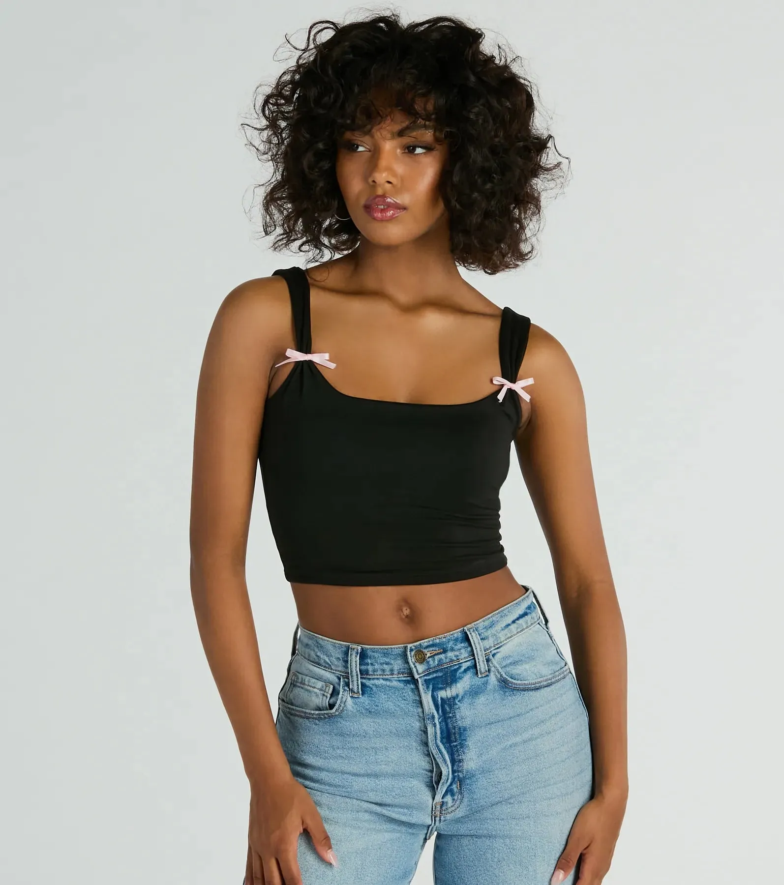 Adorable Icon Scoop Neck Bow Crop Top sold by Windsor product image thumbnail 5