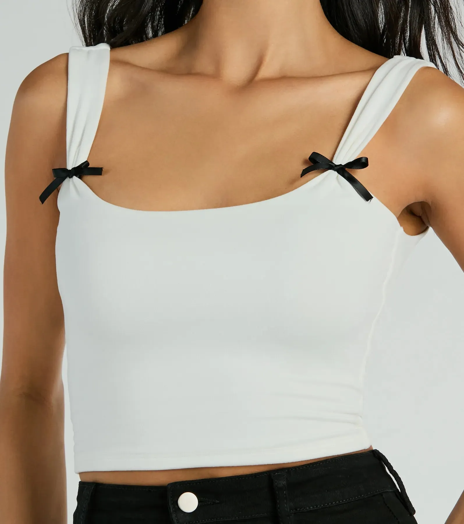 Adorable Icon Scoop Neck Bow Crop Top sold by Windsor product image thumbnail 4