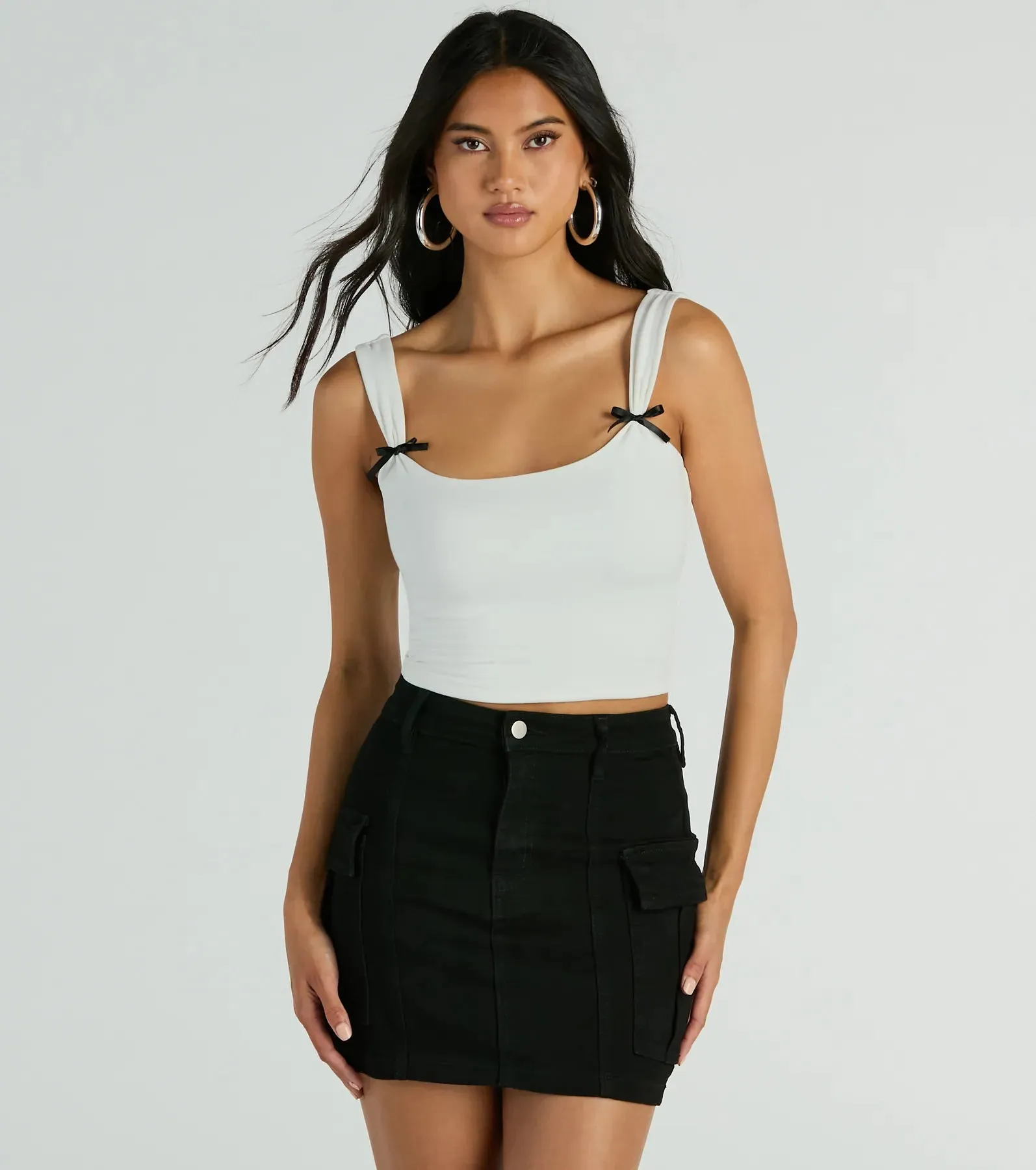 Adorable Icon Scoop Neck Bow Crop Top sold by Windsor