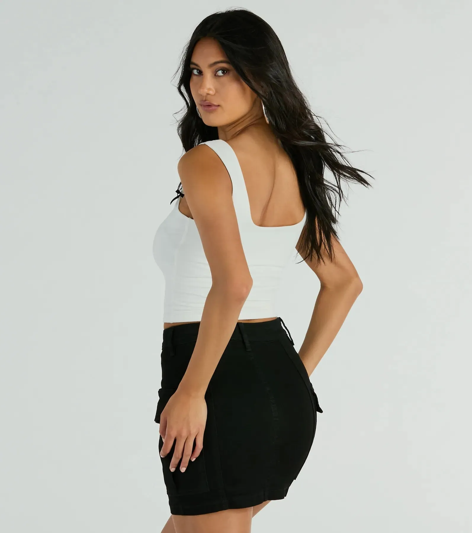 Adorable Icon Scoop Neck Bow Crop Top sold by Windsor product image thumbnail 2