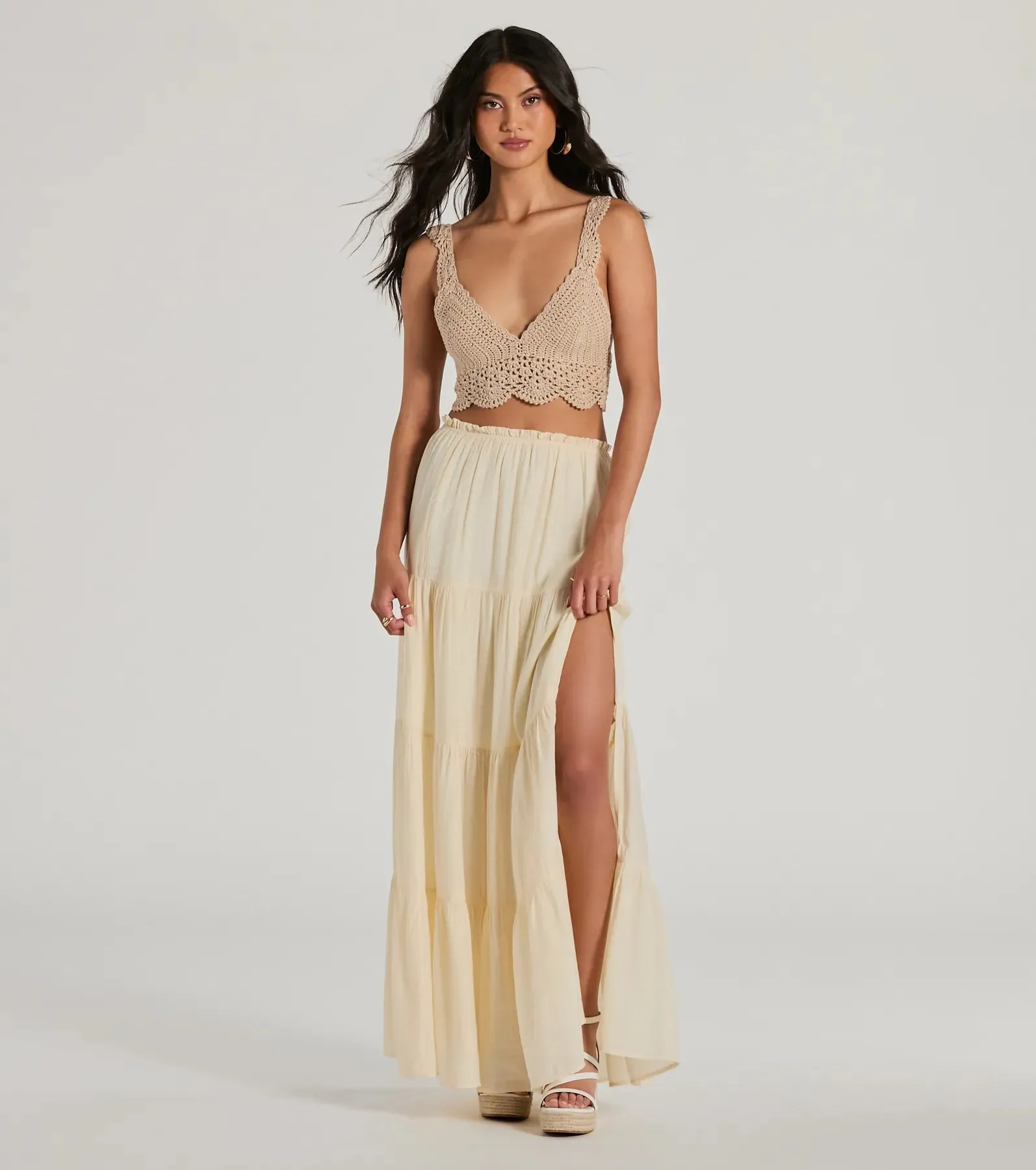 Sunset Serenity V-Neck Crochet Crop Top sold by Windsor product image thumbnail 3