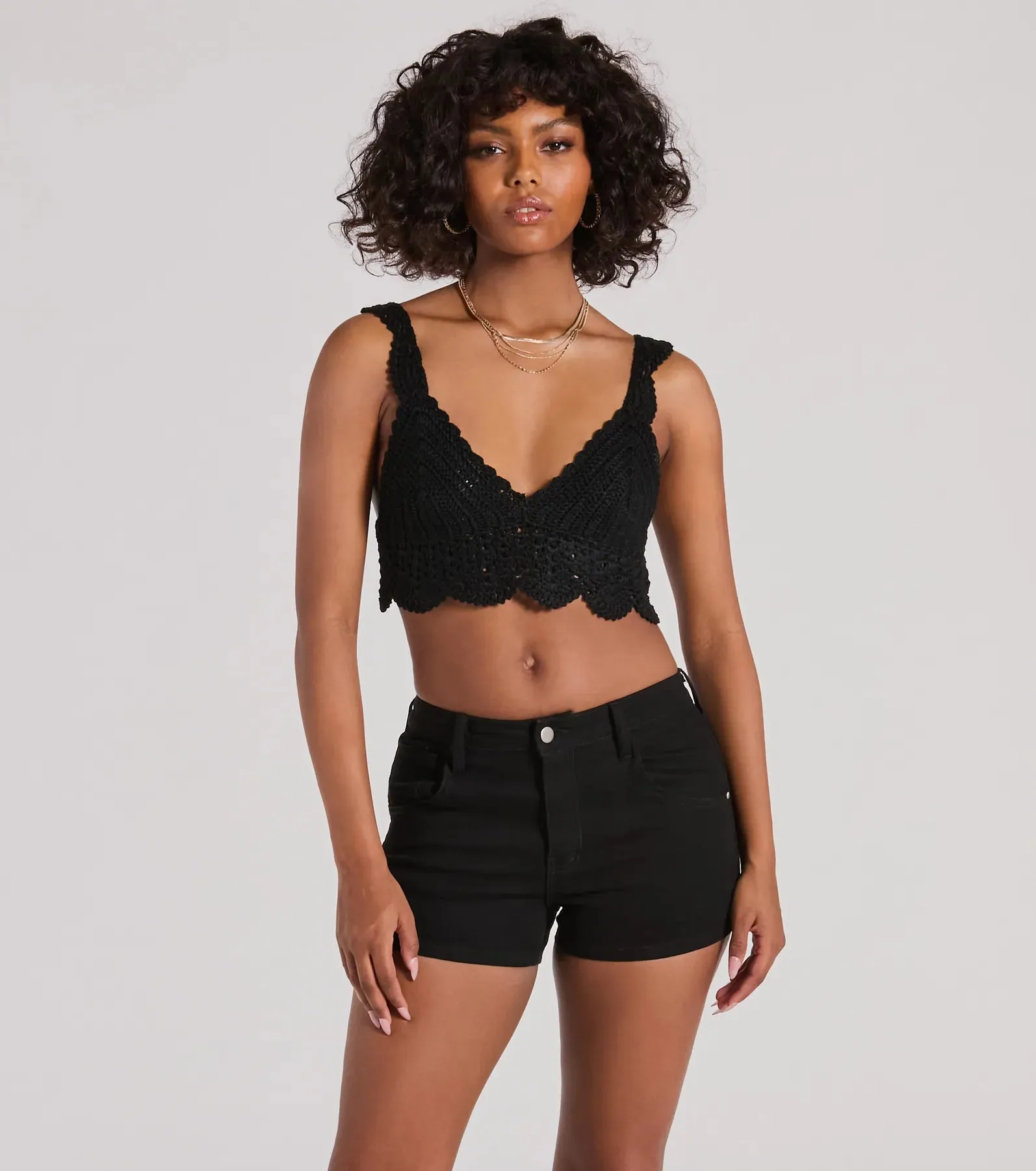 Sunset Serenity V-Neck Crochet Crop Top sold by Windsor product image thumbnail 5