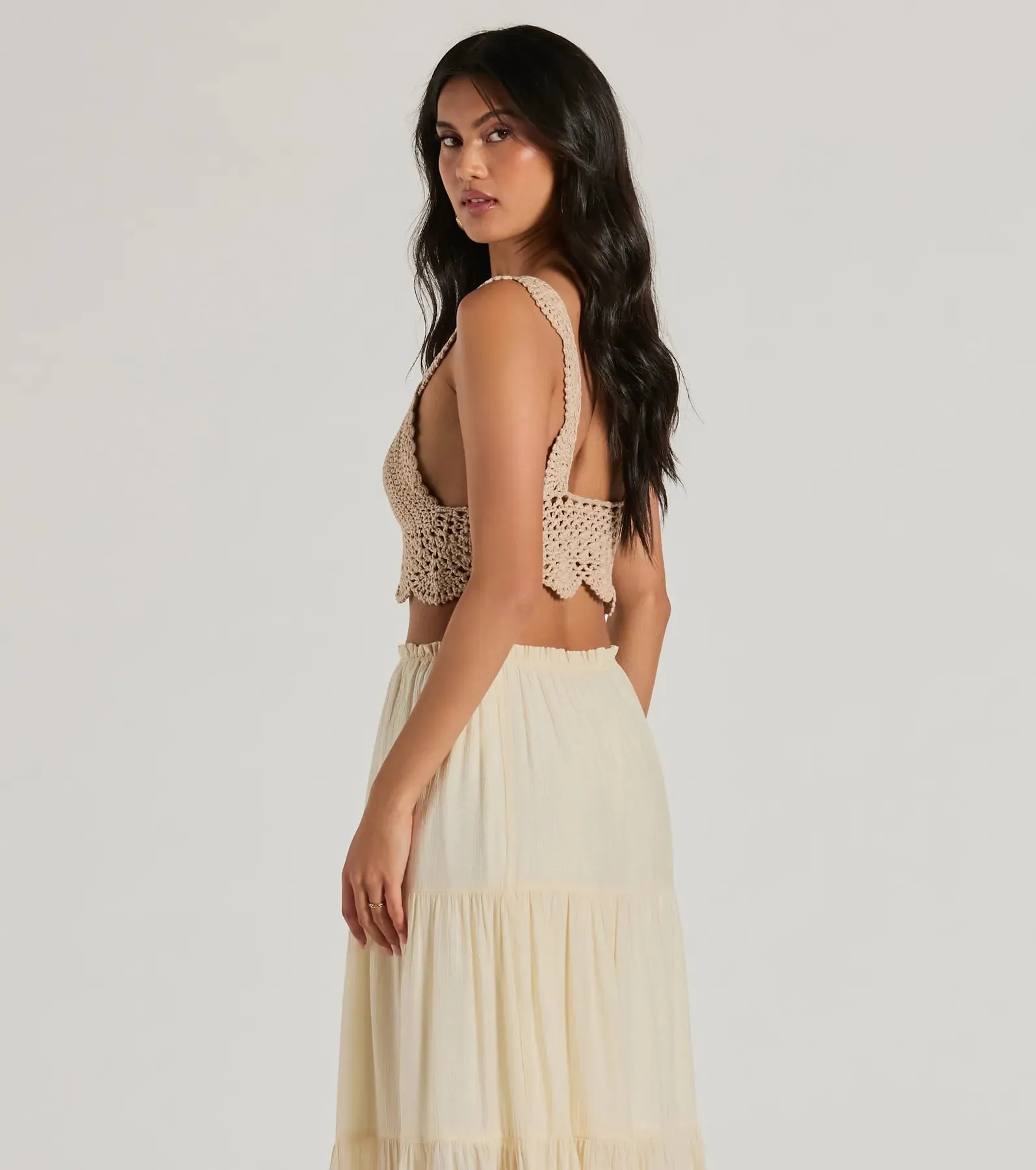 Sunset Serenity V-Neck Crochet Crop Top sold by Windsor product image thumbnail 2