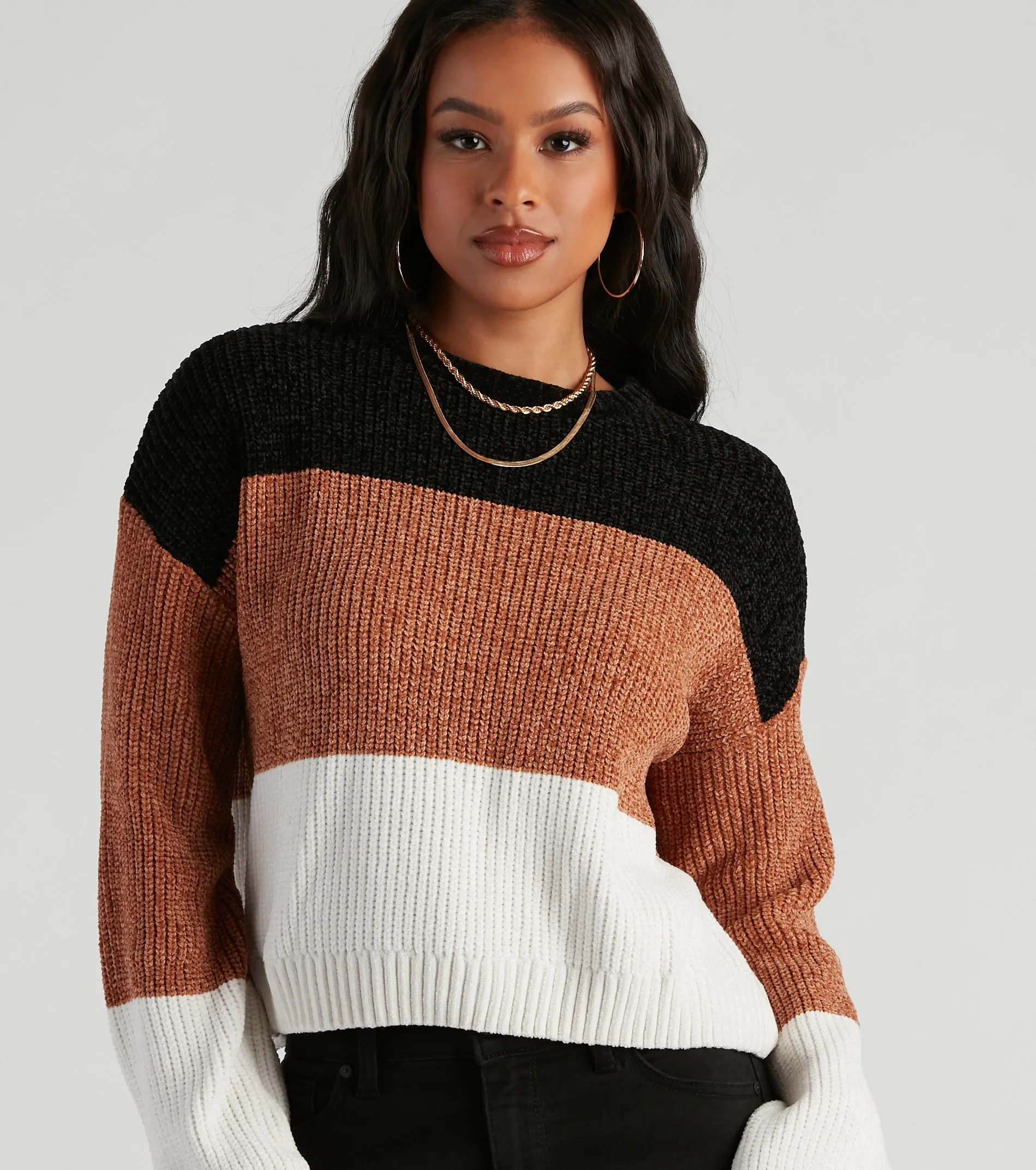Real Sweet Color Block Chenille Sweater sold by Windsor product image thumbnail 4