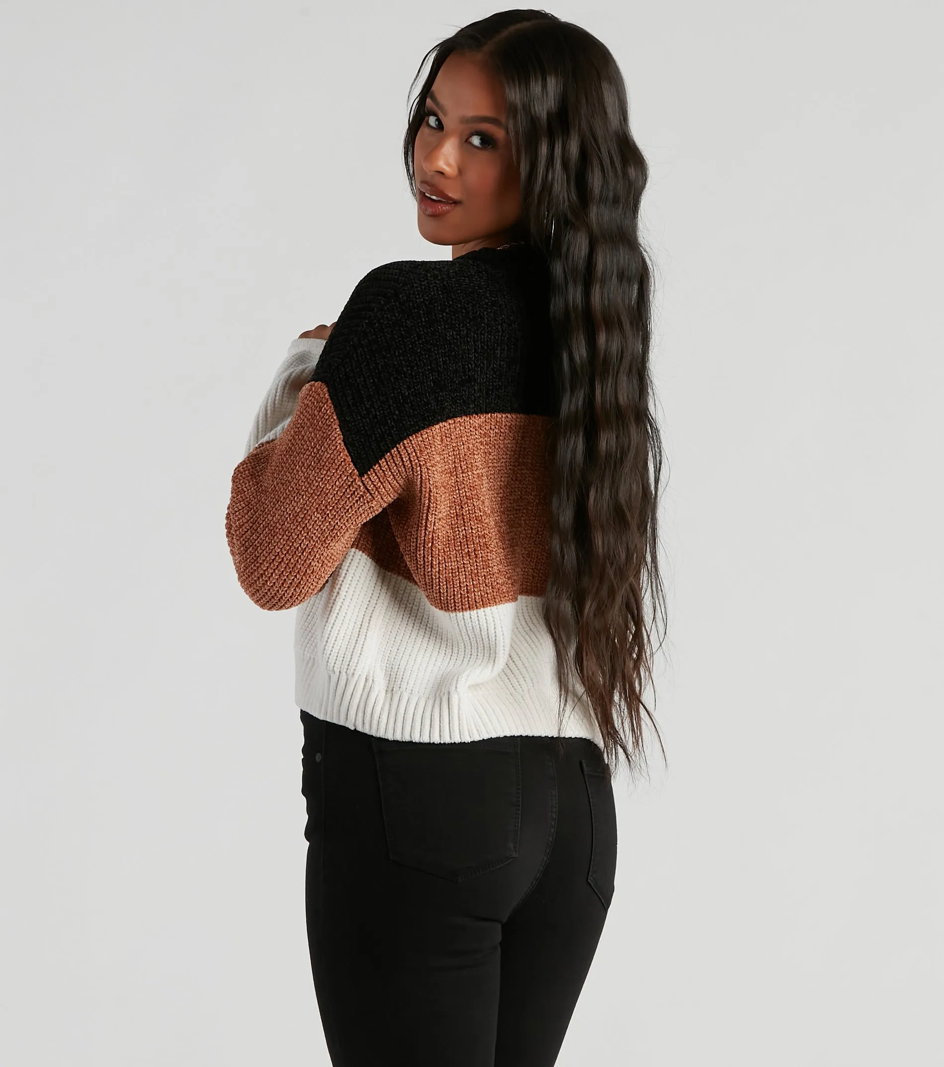 Real Sweet Color Block Chenille Sweater sold by Windsor product image thumbnail 2