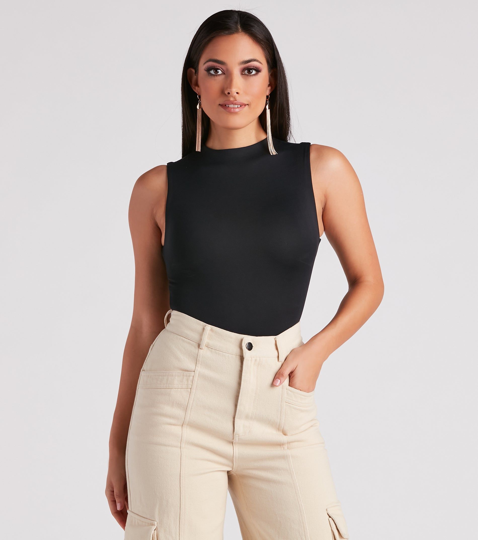 PLACEHOLDER - Smooth Silhouette Mock Neck Bodysuit sold by Windsor