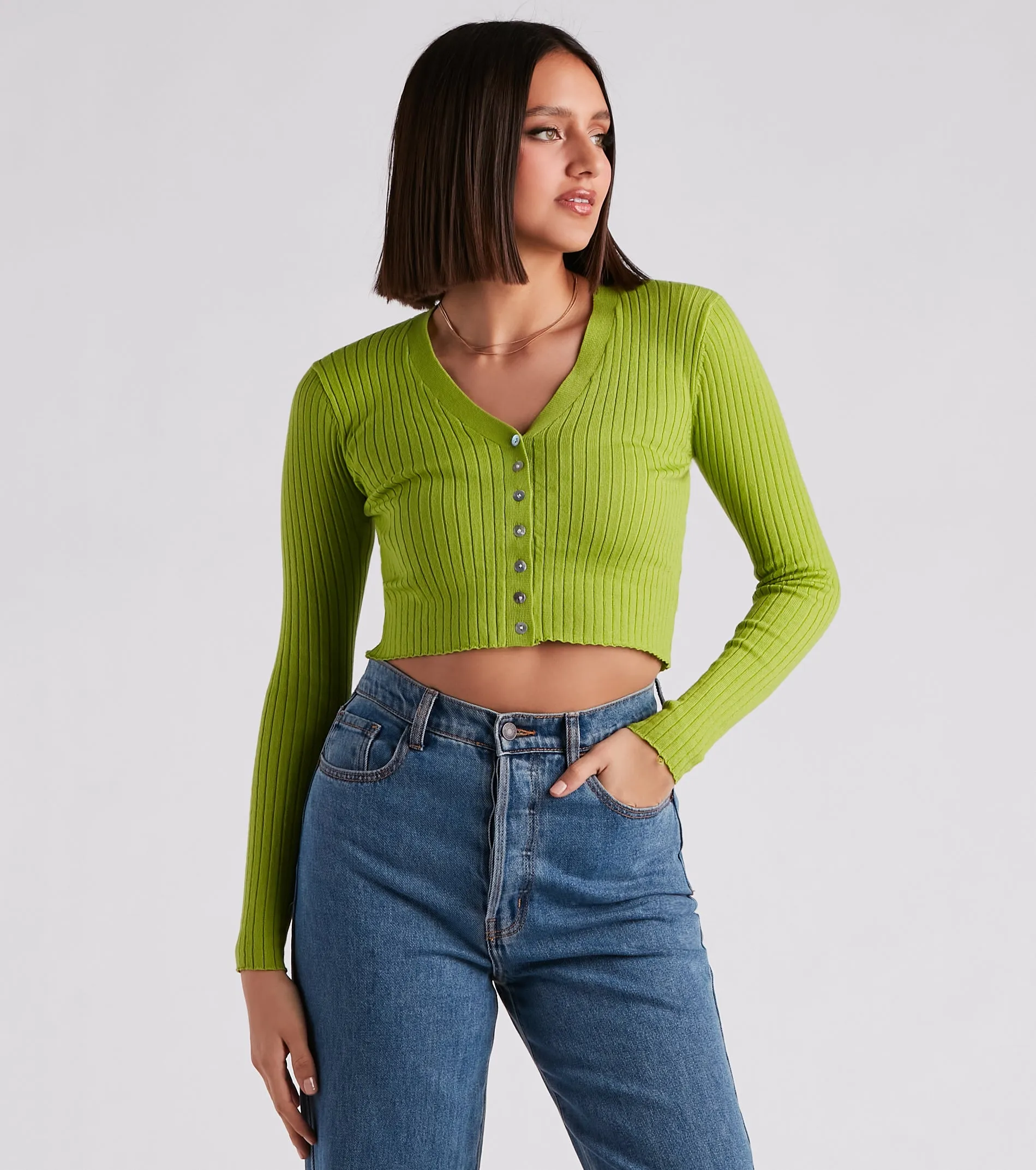 The It Knit Crop Cardigan Sweater sold by Windsor product image thumbnail 5