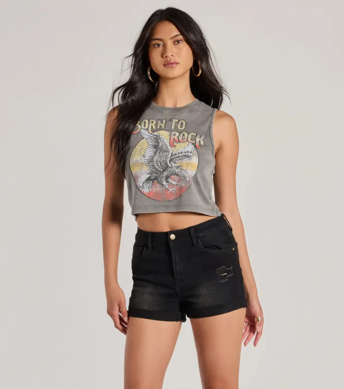 Born To Rock Mineral Wash Graphic Tank Top sold by Windsor