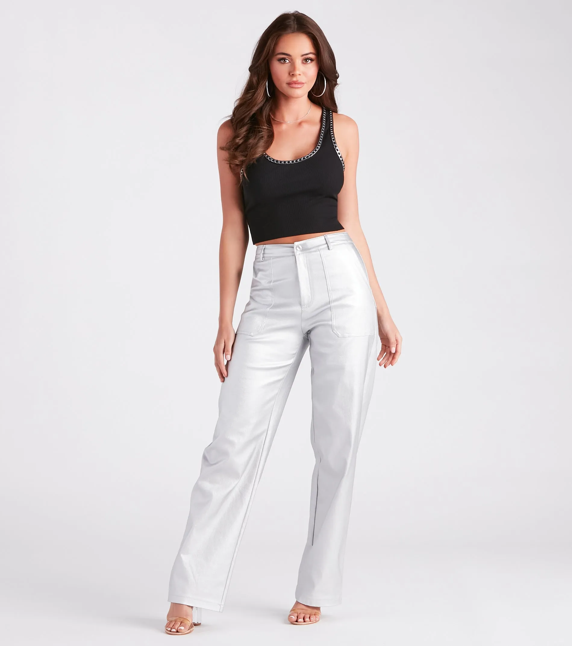 Edgy Basic Chain Trim Tank Top sold by Windsor product image thumbnail 3