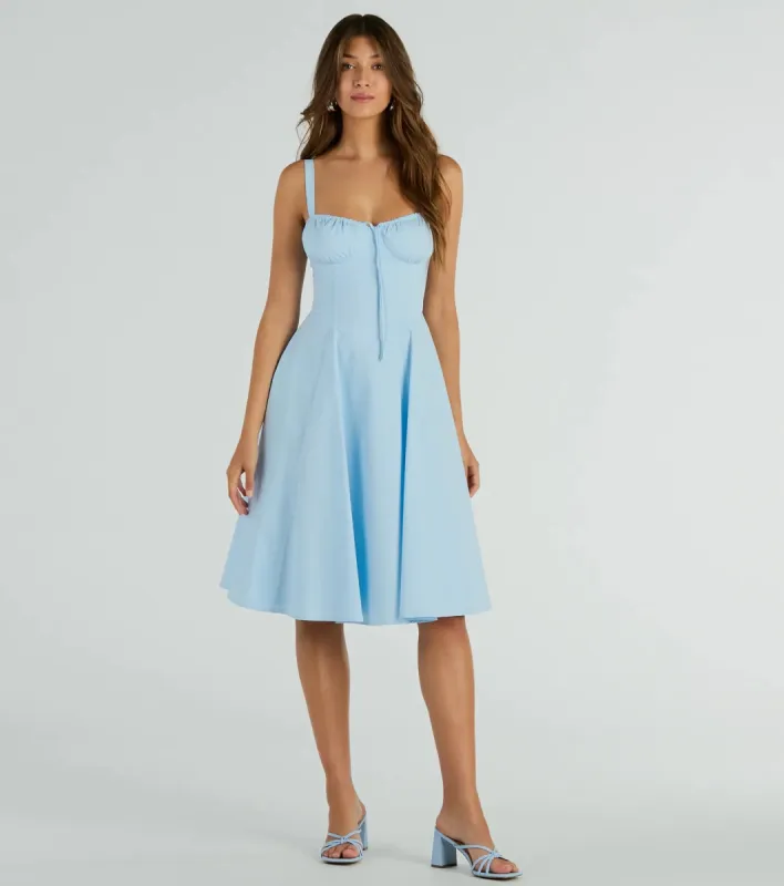 Picturesque Cutie Corset Lace-Up A-Line Midi Dress sold by Windsor