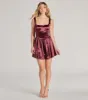 Captivating Charm Sleeveless Tie Back Satin Skater Dress sold by Windsor