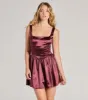 Captivating Charm Sleeveless Tie Back Satin Skater Dress sold by Windsor
