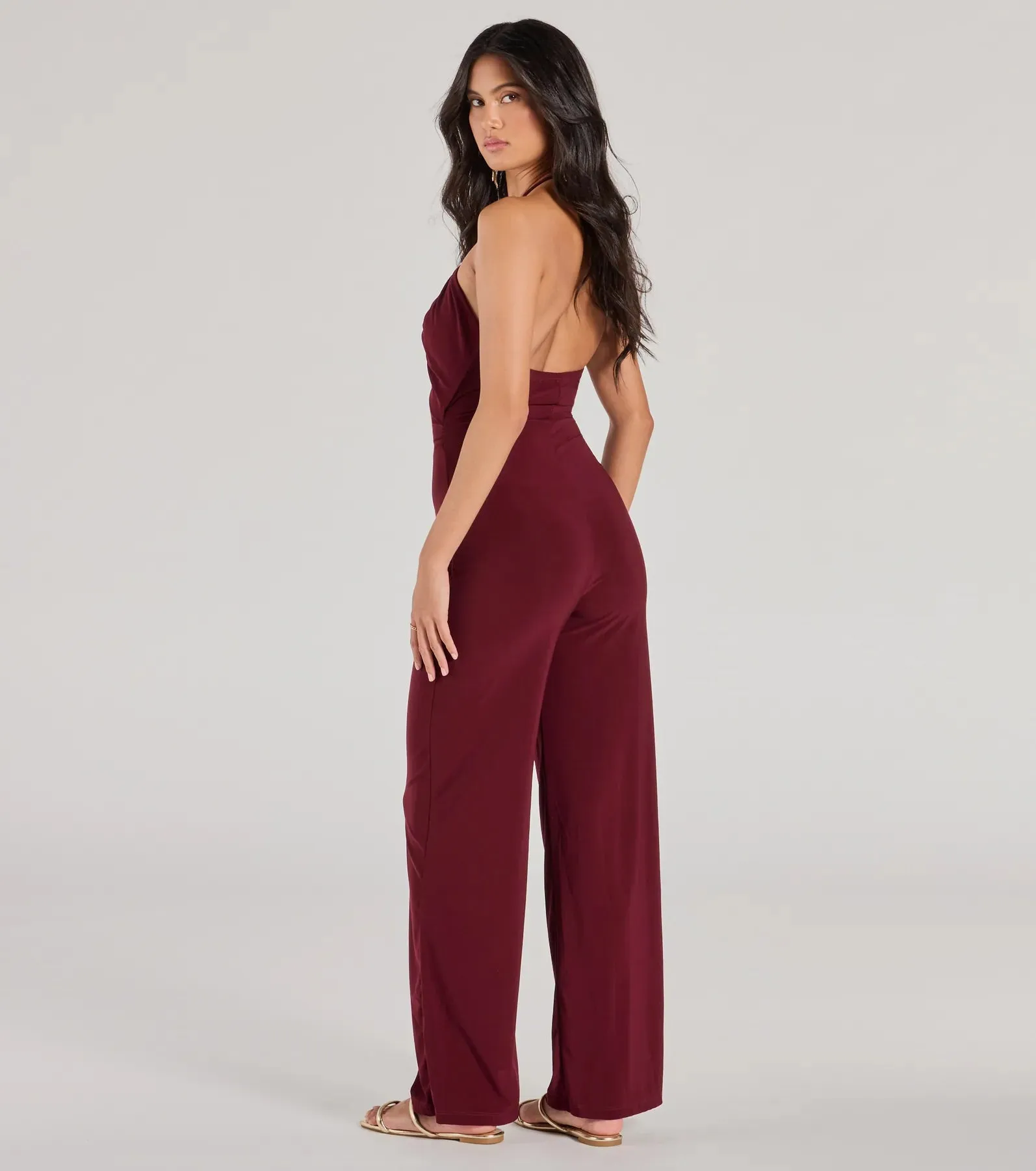 Enticing Sass Halter Cutout Wide-Leg Jumpsuit sold by Windsor product image thumbnail 2