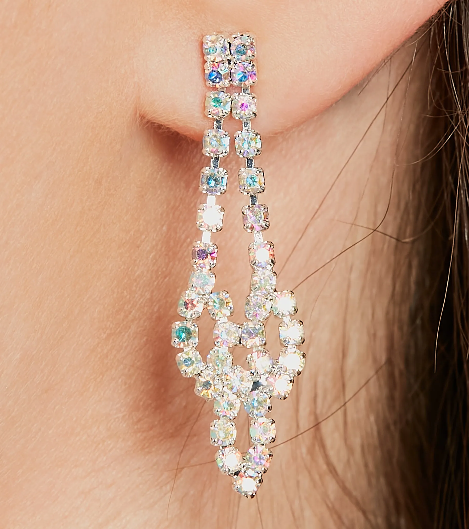 Iridescent Shine Rhinestone Necklace And Earrings Set sold by Windsor product image thumbnail 2