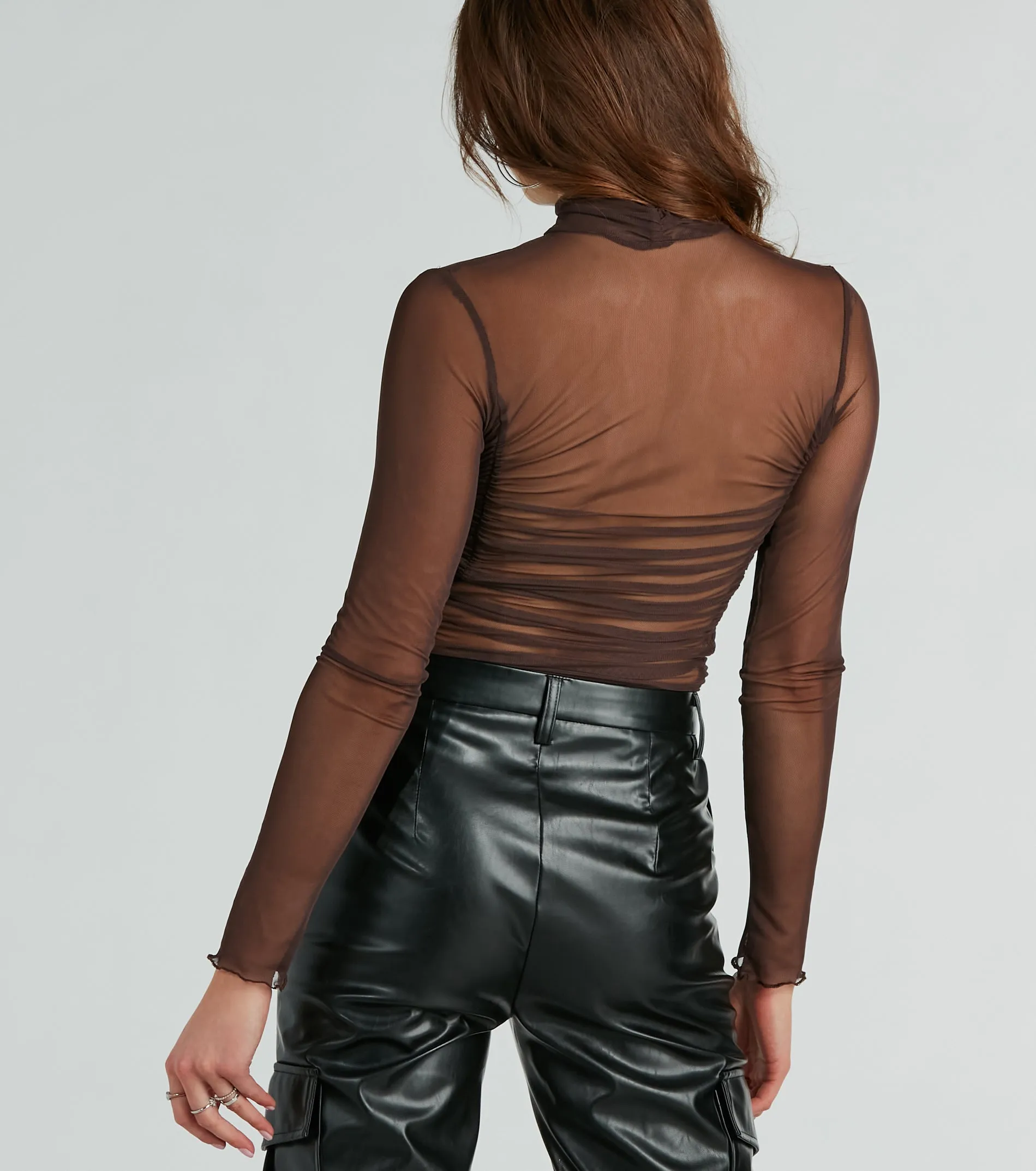 Notice Me Long Sleeve Sheer Mesh Bodysuit sold by Windsor product image thumbnail 3