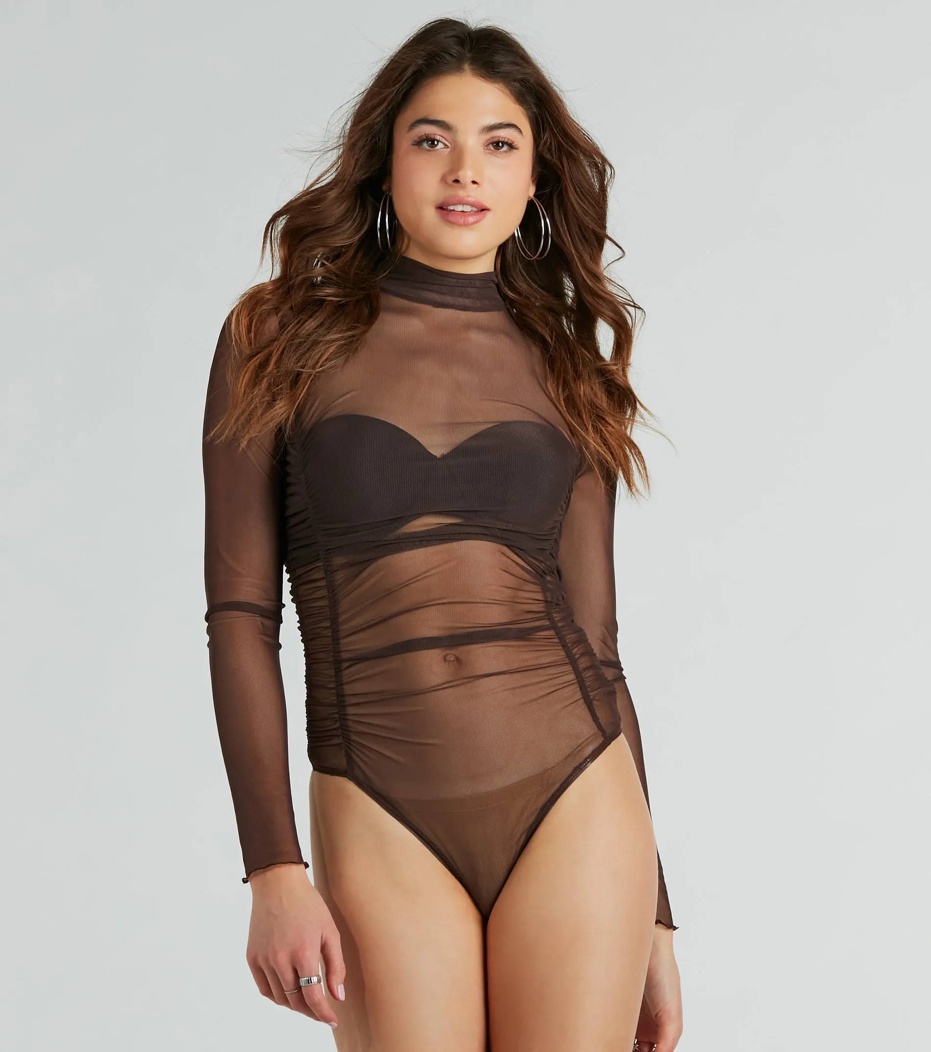 Notice Me Long Sleeve Sheer Mesh Bodysuit sold by Windsor product image thumbnail 5