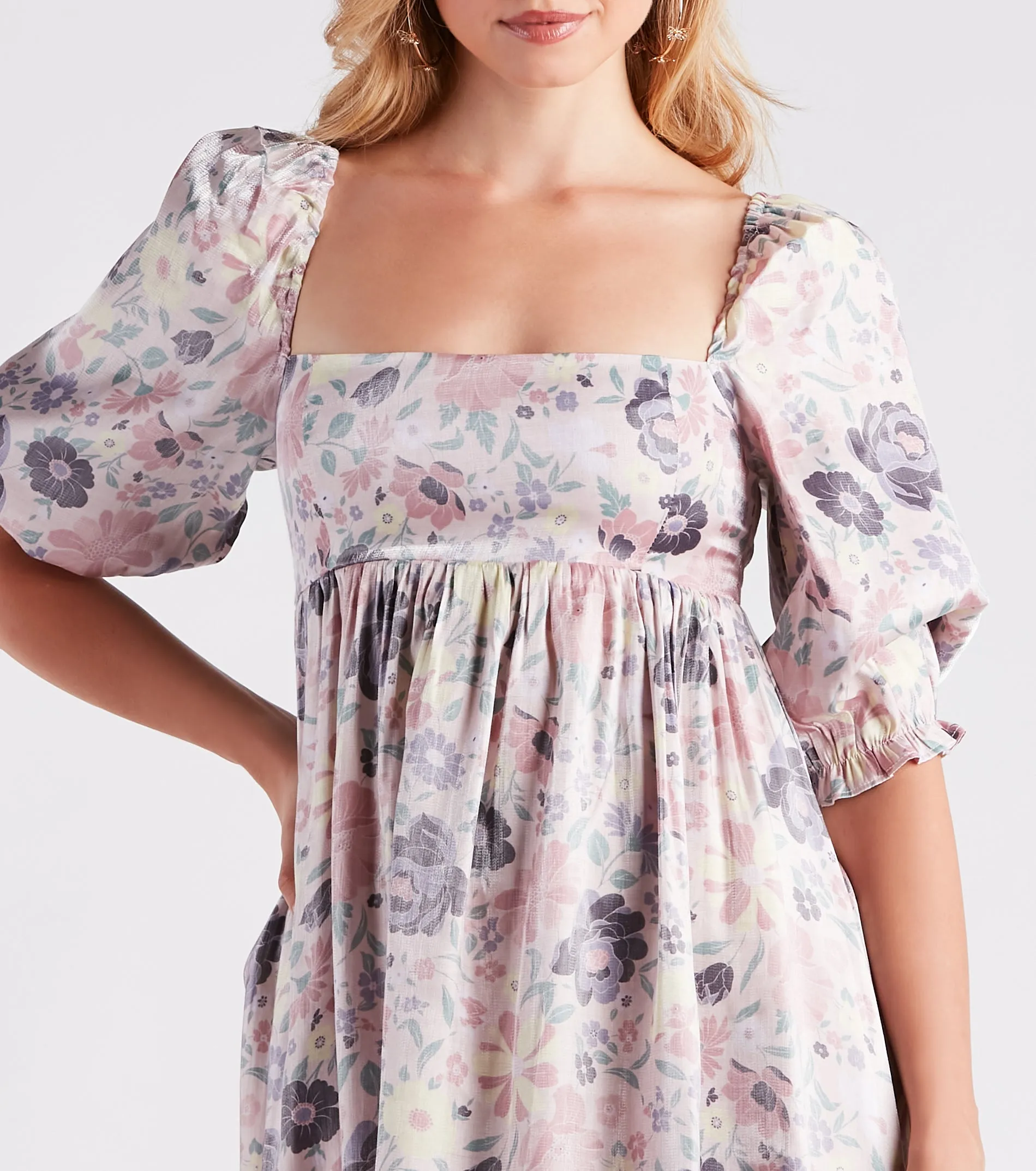 Take In The Beauty Satin Floral Midi Dress sold by Windsor product image thumbnail 4