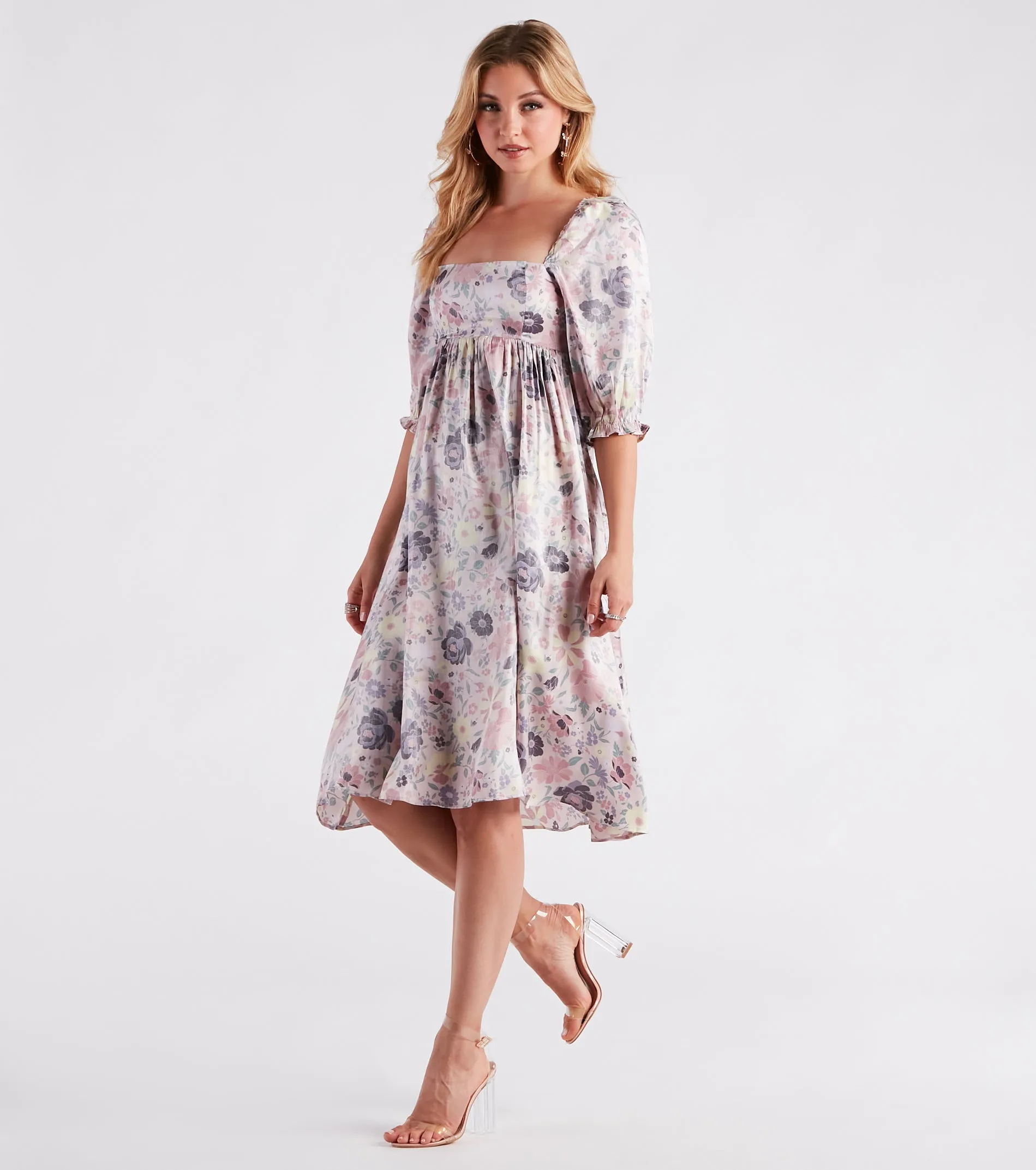 Take In The Beauty Satin Floral Midi Dress sold by Windsor product image thumbnail 3