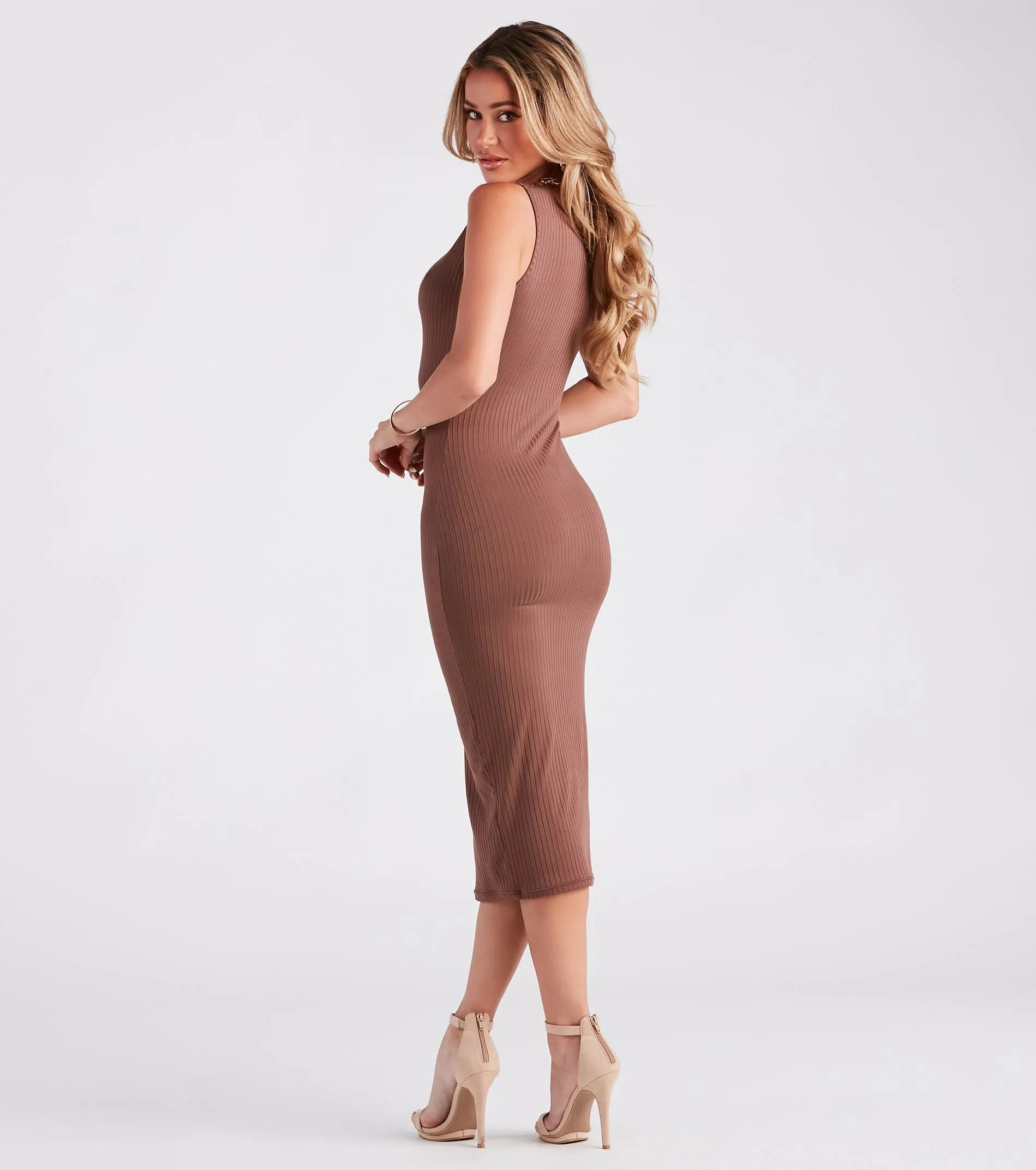 Caught In The Midi Crew Neck Tank Dress sold by Windsor product image thumbnail 2