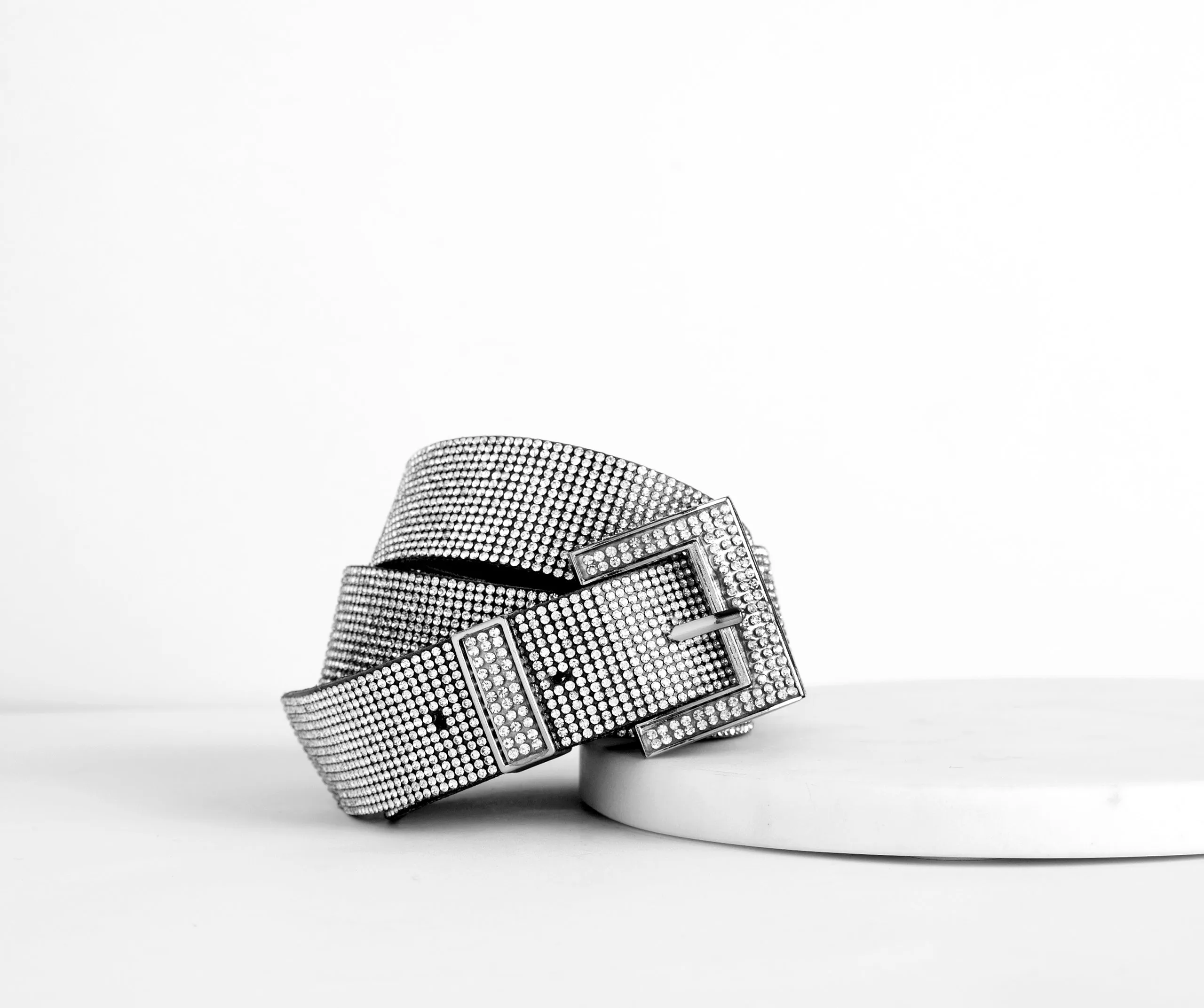 Glam Rhinestone Square Buckle Belt sold by Windsor