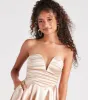 Totally Smitten Satin Strapless Skater Dress sold by Windsor