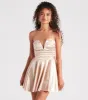 Totally Smitten Satin Strapless Skater Dress sold by Windsor