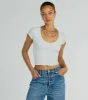 So Good Basic Scoop Neck Crop Tee sold by Windsor