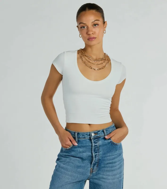 So Good Basic Scoop Neck Crop Tee sold by Windsor
