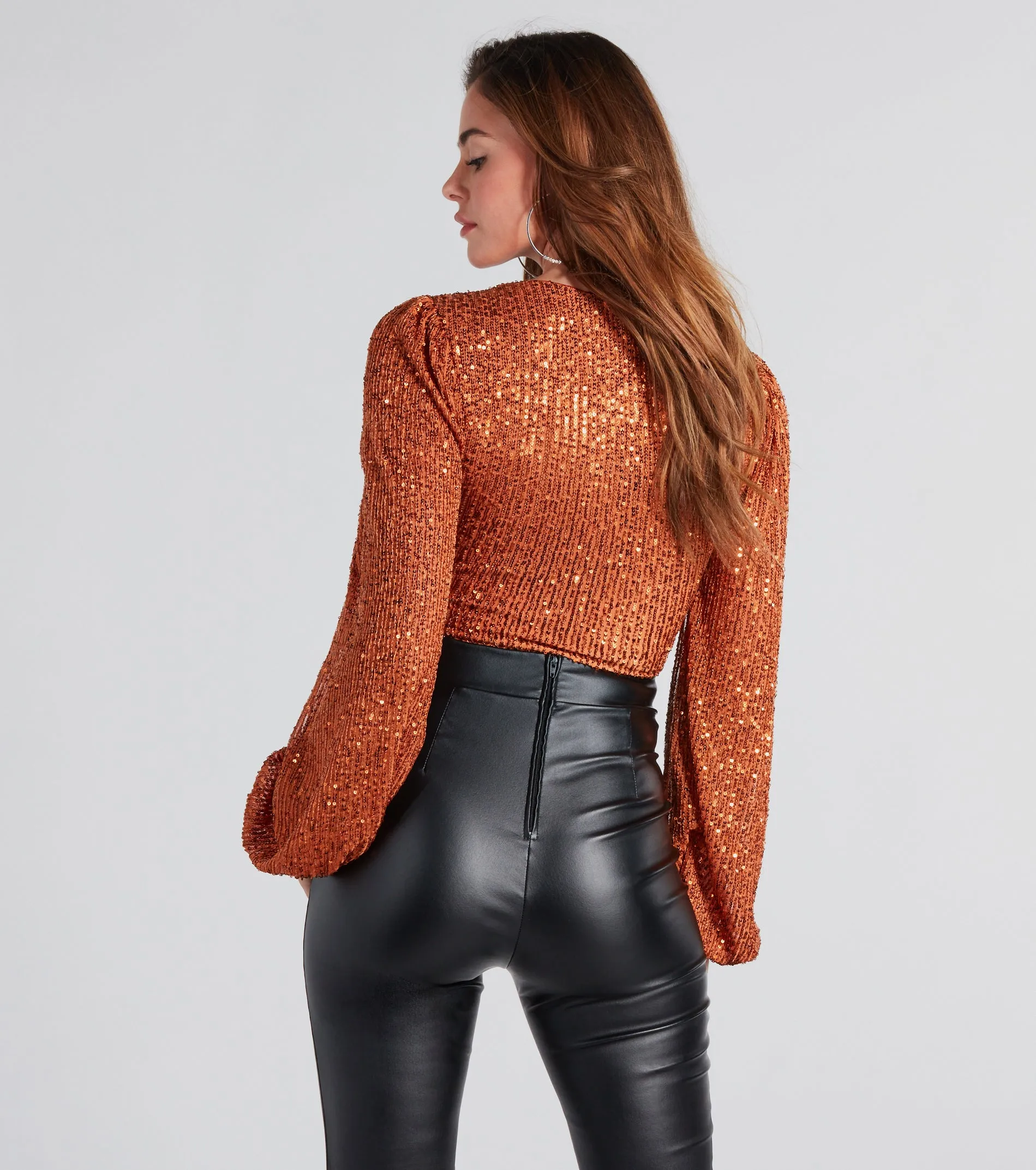 She's A Vision Sequin Lace-Up Crop Top sold by Windsor product image thumbnail 2