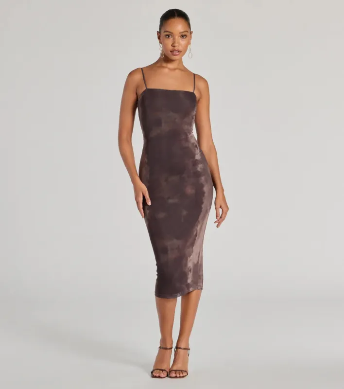Chicly Femme Bodycon Abstract Mesh Midi Dress sold by Windsor